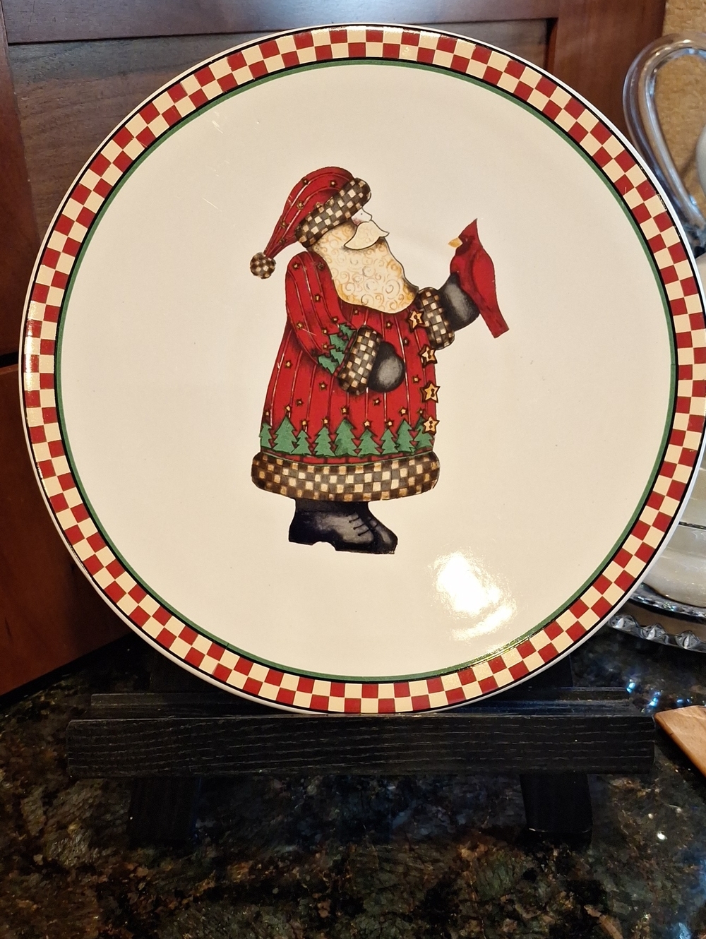 1990s Sakura Debbie Mumm Holiday Santa Trivet Or Cake Plate